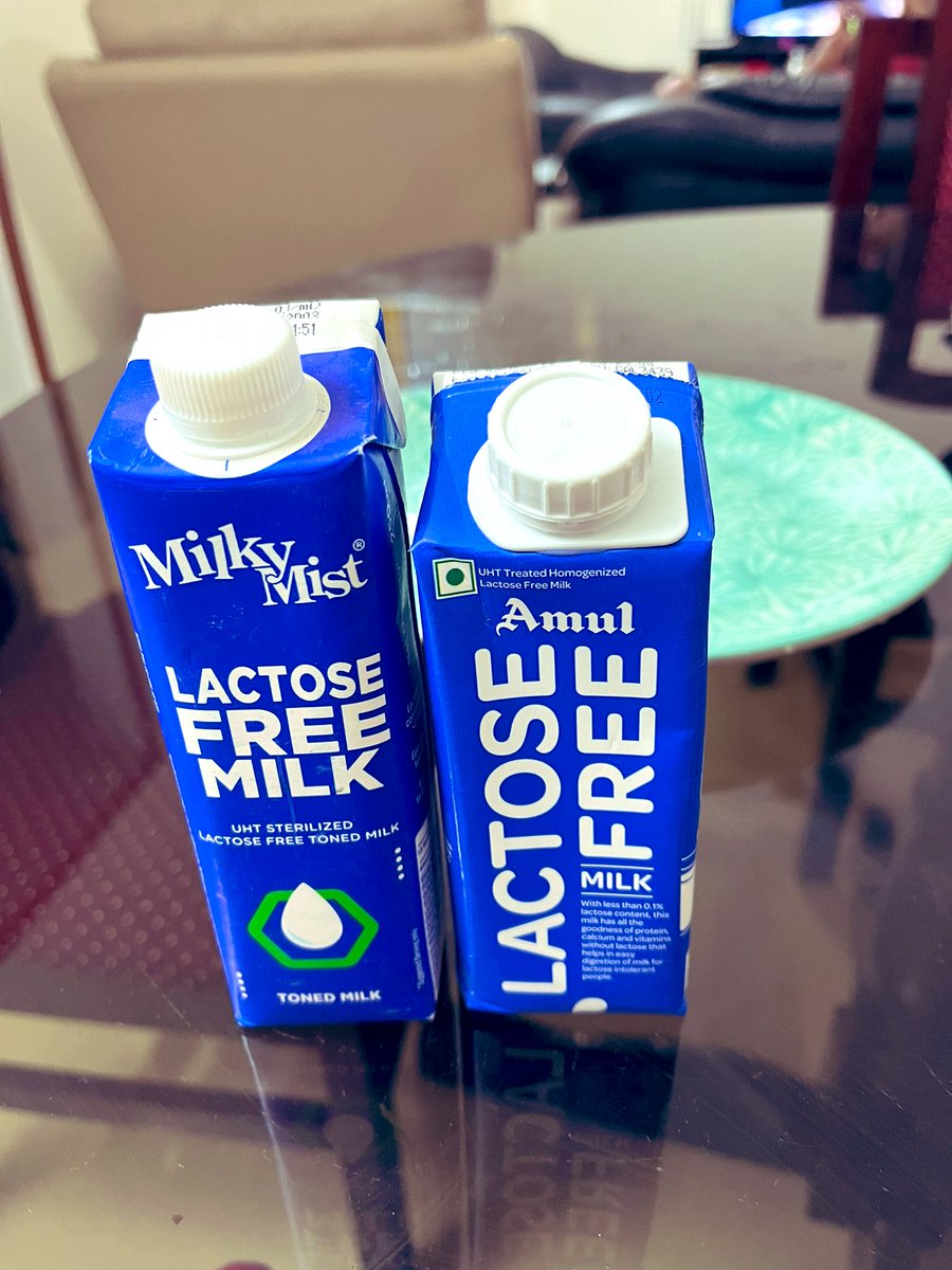 apsonthego's tweet image. Classic example of a Me-too product! I picked up Amul Lactose free milk thinking it was Milky Mist’s! I couldn’t find @Amul_Coop in my neighbourhood grocery shops. But Kudos to @MilkyMistIndia for being a strong entrant to the Lactose free milk category. #marketing #metooproduct