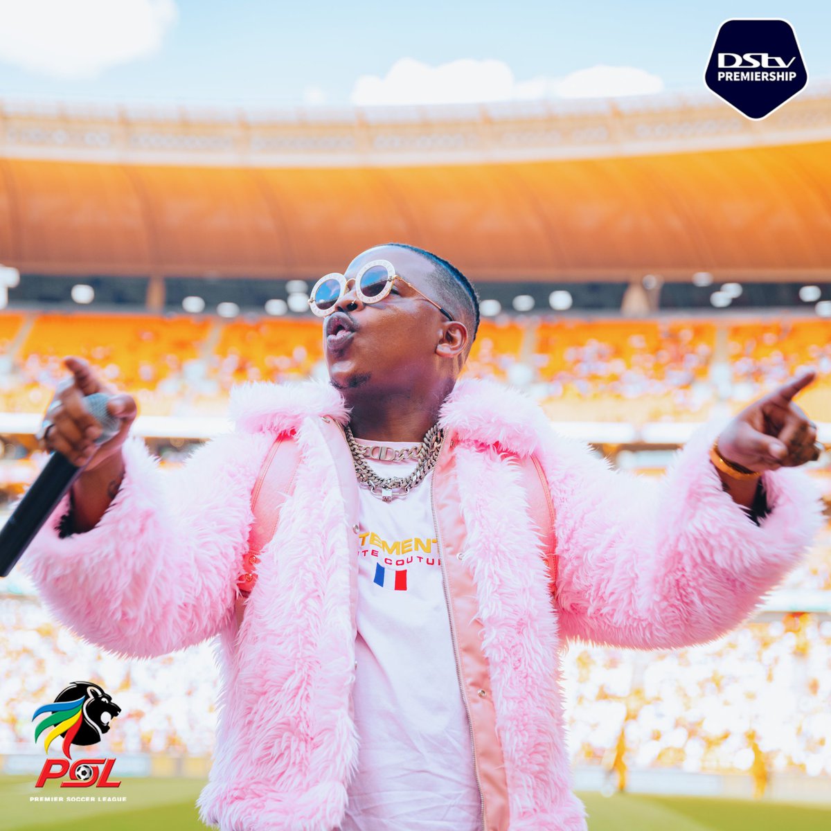 DStv's tweet photo. The Pitori Super League is in the house with their President ya Straata, @FOCALISTIC, for an EPIC pre-game performance ahead of the #SowetoDerby✌️☠️⚽️
#MyPerfectMatchDayExperience https://t.co/ioYVfJpxR6