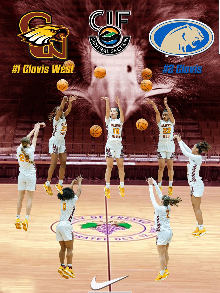 CWGirlsBball's tweet photo. CIF CENTRAL SECTION D1 CHAMPIONSHIP!!!
#1๏ธโฃ Clovis West vs #2๏ธโฃ Clovis
6:00PM tonight
@ Selland Arena
Come help your Golden Eagles in their chase for their 1๏ธโฃ1๏ธโฃth straight Section Championship!
TIME TO HUNT!
#TalonsUp
#RoadToSelland
#ElevenWouldBeHeaven https://t.co/ROaRYLLRnJ