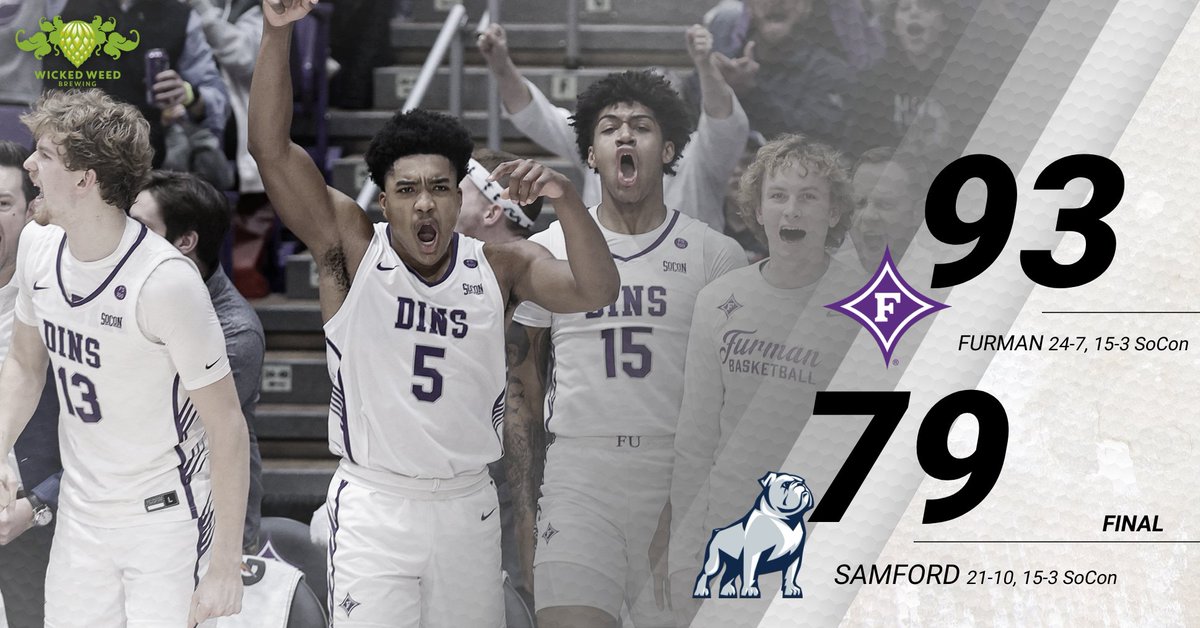 FurmanMBB's tweet photo. DINS WIN!!!!
REGULAR SEASON CHAMPS!!!
NO. 1 SEED!!!
🏆🏆🏆🏆🏆🏆
See ya in Asheville! https://t.co/pETYvJQW3j