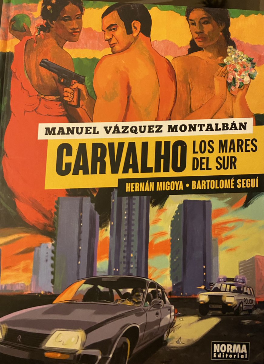 Algumas novelas de #ManuelVázquezMontalbán , com o detetive #PepeCarvalho, foram magistralmente adaptadas a banda desenhada. Guião de #Migoya desenhos de #Seguí. Não sei que romance ou personagem português poderia ter tal tratamento. Talvez o Zé Gato e o seu universo, não?