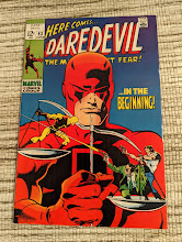 JIMMY'S RECENT PURCHASE: #DAREDEVIL ISSUE 53. #STANLee, writer. #GeneColan, artist.  #Matt reviews his origin due to his releasing of #StarrSaxon, (bad guy.).  His conclusion is: #MattMurdock MUST Cease to BE!!