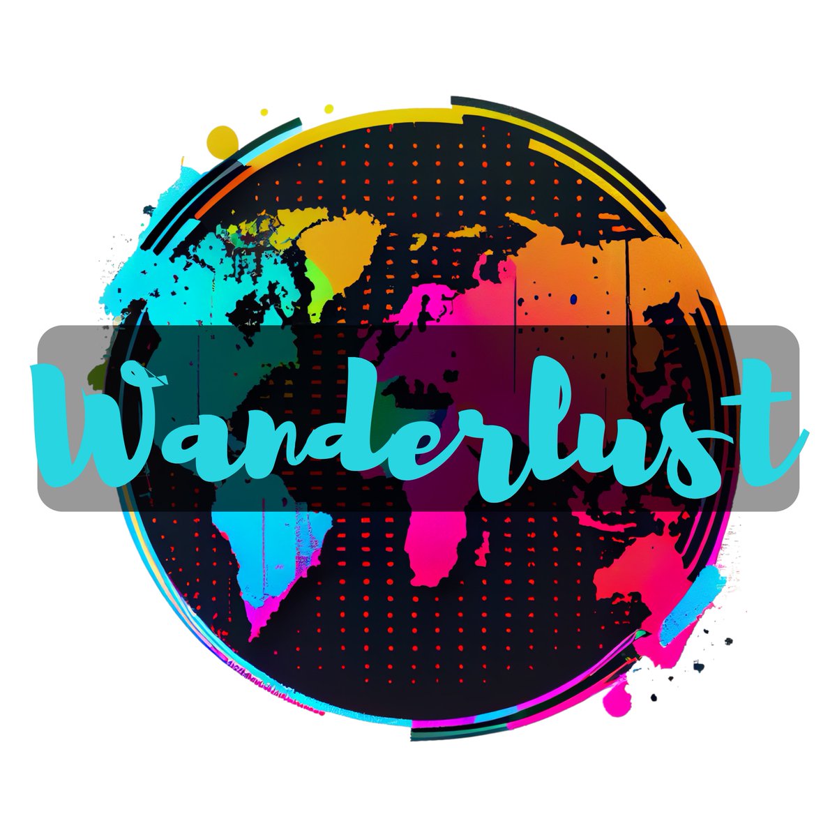 'Wanderlust'
 #WorldMaps #Wanderlust #Illustration #NeonColor #TravelInspiration #Adventure #IntricateDetails #Decorative #Motivational #Artwork #Art