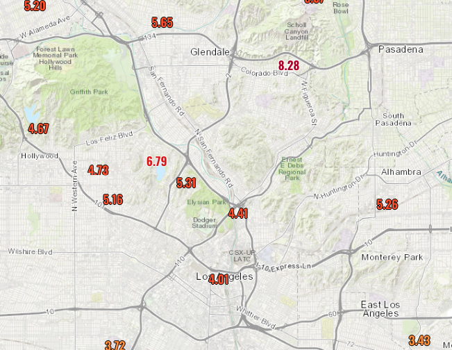 TheEastsiderLA's tweet photo. Soaked! Rainfall in the last 36 hours as of about 1 pm. Preliminary reports from government and citizen weather stations.  #Alhambra #DTLA #EagleRock #EastHollywood #EchoPark #ElysianHeights #Montebello https://t.co/V4pfvWtold