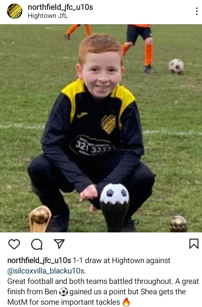 Northfield_JFC's tweet photo. 1st game back @HightownJFL after the winter league. 1-1 draw. Both teams brilliant to watch. Great goal from Ben ⚽️
Well done Shea who wins the @Radiocarslpool MotM https://t.co/1ZFZPCvCcr