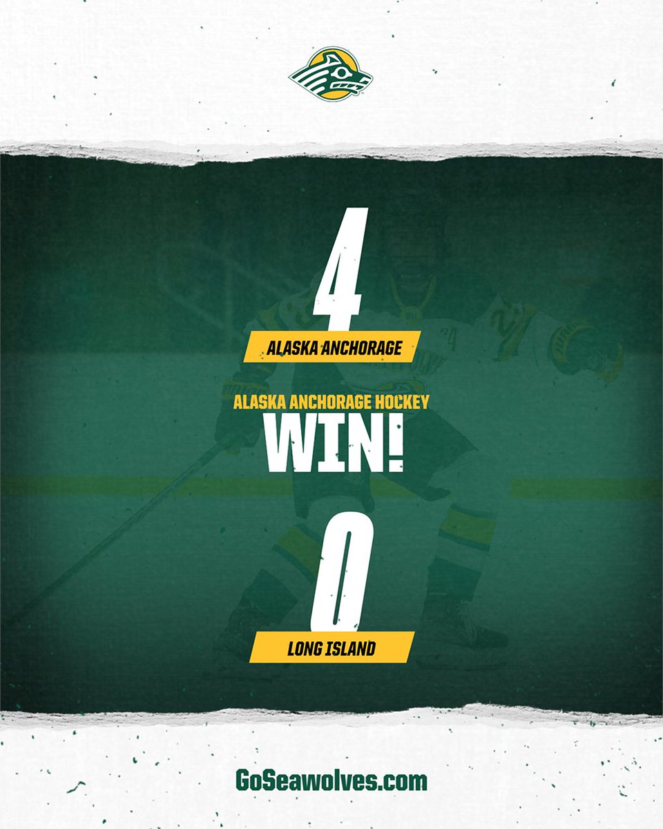 Joey Lamoreaux with 37 saves for the SHUTOUT and a @UAASeawolves win at Long Island. Goals for Hite, Finlay, White & Goukler (en). Helgeson 2 helpers.

@uaanchorage