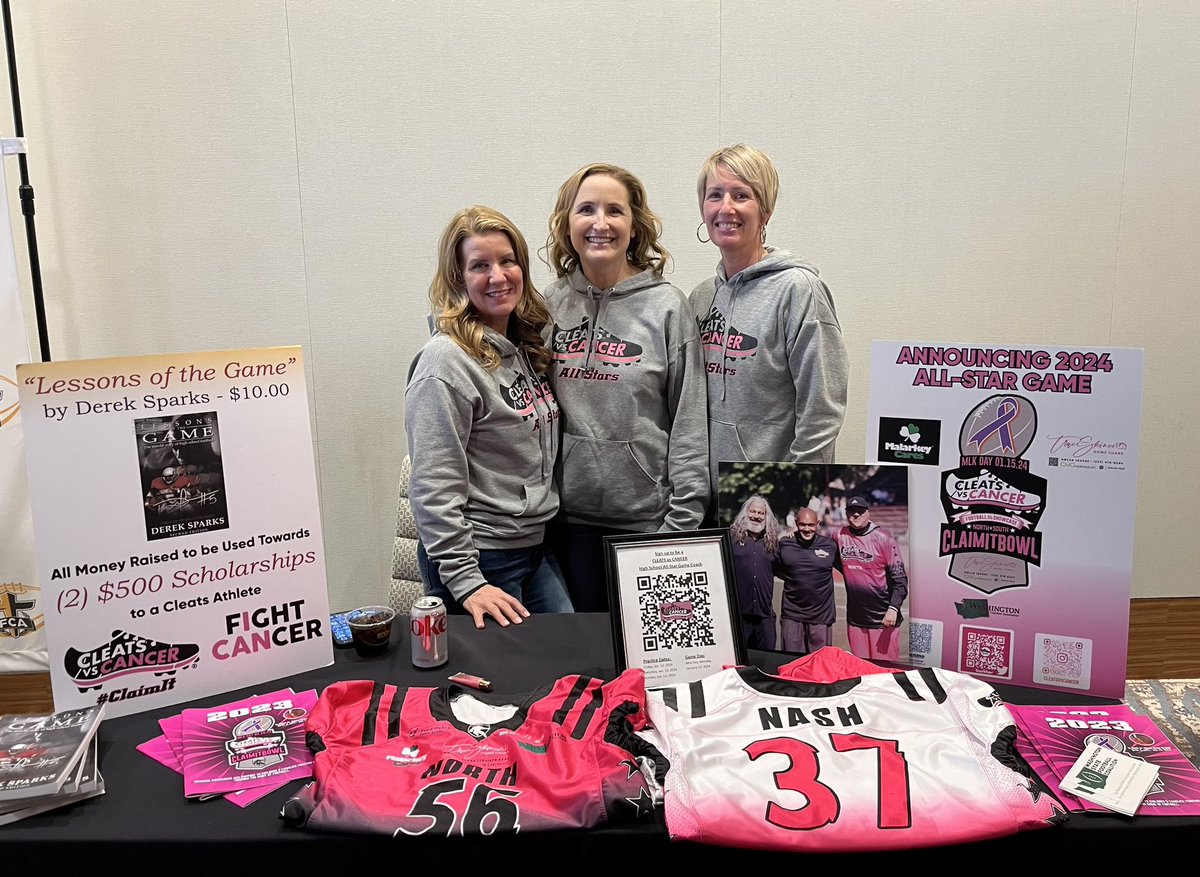 Coaches: Stop by our table at the Glazier conference today. Sign up to win Cleats gear and talk to us about player nominations for the January 15, 2024 Game. <a href="/MarkkKeel/">Mark Keel</a> <a href="/michaelbumpus5/">Michael Bumpus</a> <a href="/tline_football/">Timberline Football</a> <a href="/CoachPock6/">Beau Pocklington</a>