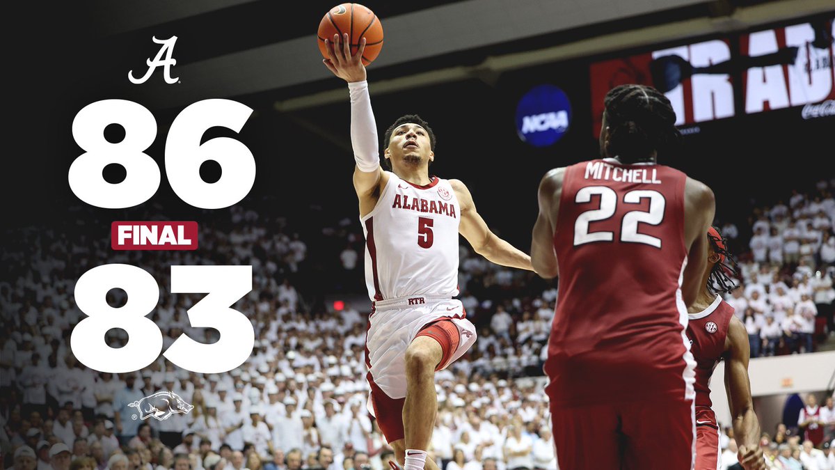 AlabamaMBB's tweet photo. A win at Coleman over the Razorbacks!

#RollTide | #BlueCollarBasketball https://t.co/kdxOYw9R9A
