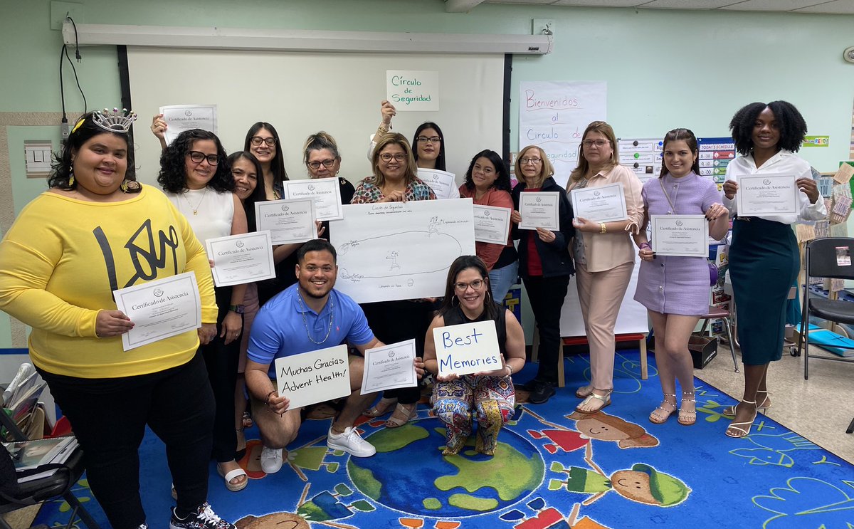 CindyJurie's tweet photo. It was a day of celebration as the #ECE team at #BestMemoriesAcademy finished our 1st #CircleOfSecurity cohort in Spanish! there was much laughter but also a few tears as teachers reflected on their important role in young children’s lives.
#ThankYou to @AdventHealthCFL https://t.co/eLQneqCdEa