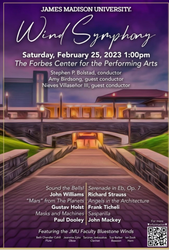Woodside_Band's tweet photo. Super proud of our 3 students that auditioned for All-Virginia this weekend (Liam not pictured). The students also got to hear a fantastic performance by the JMU Wind Symphony. #vboda #jmumusic https://t.co/0MjoRovW6s