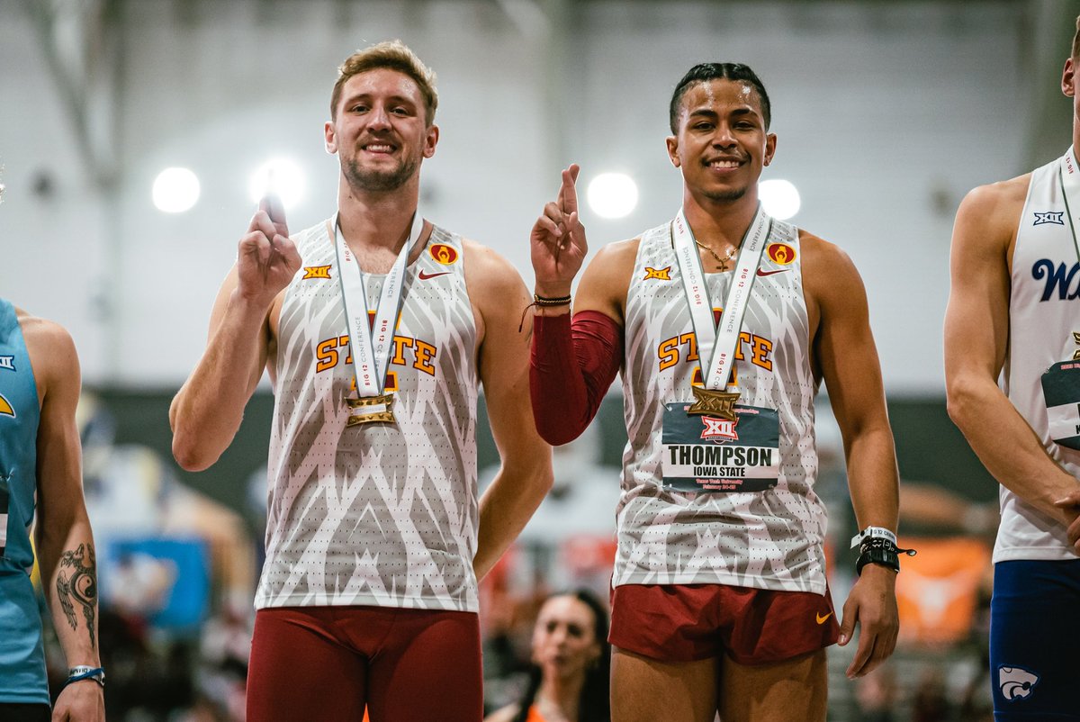CycloneTrackXC's tweet photo. ✓ Big 12 Heptathlon
Thai Thompson and Jack Vetsch finish up the heptathlon medaling for the Cyclones! Thai secures fifth with 5,344 points and Jack in sixth with 4,975. Jack PRs to improve his standing at No. 9 ISU.
#CycloneSZN // #RunJumpThrow4ISU https://t.co/33fBppzK41