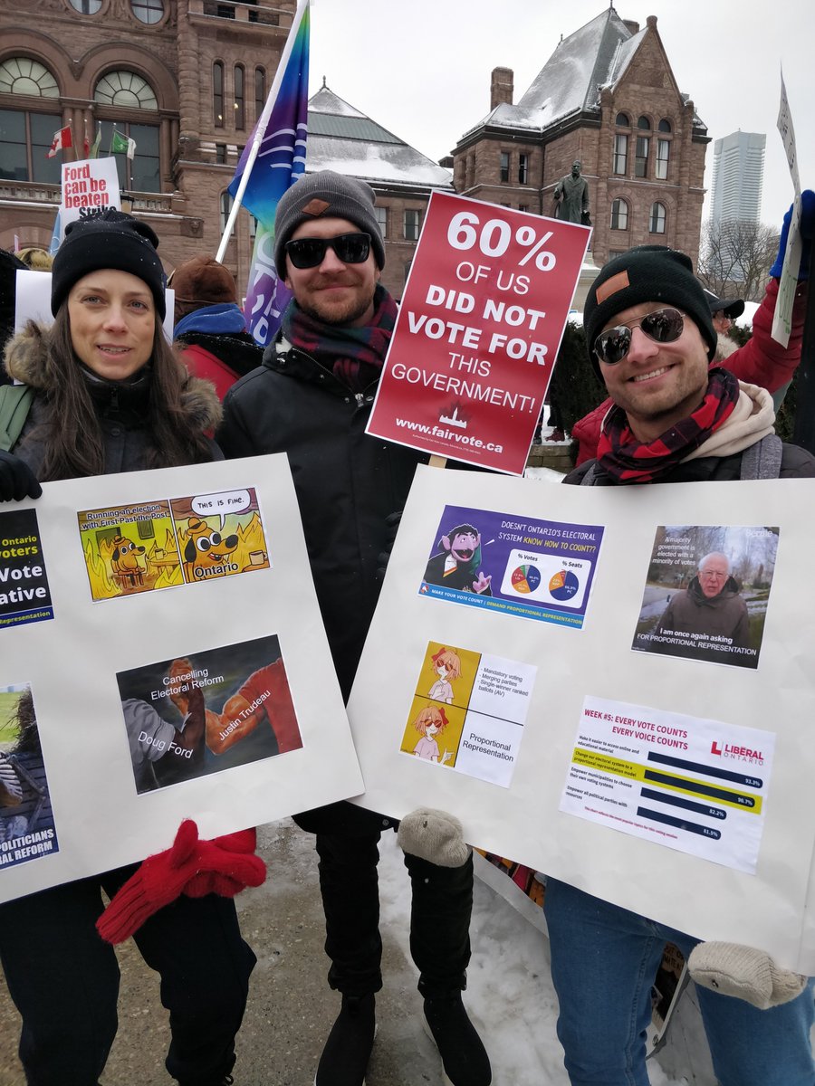 FairVoteOntario's tweet photo. Fair Vote Toronto volunteers were out raising awareness about Proportional Representation at the Greenbelt Rally at Queen's Park today! #onpoli #ItsAboutEverything https://t.co/pJ75b6QyCR
