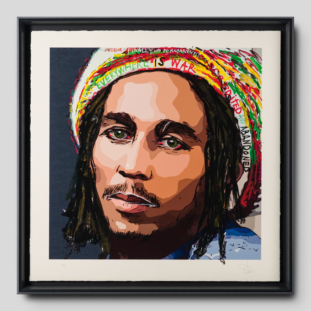 JohnnyDeppNFT's tweet photo. New to the Friends &amp; Heroes collection is iconic musician Bob Marley 🎤

Johnny never met Bob, but admired him greatly from afar, thinking of him as one of the two great prophets of his generation, alongside another Friend &amp; Hero, Bob Dylan.

Exclusively at @castlegalleries https://t.co/xLRU75VHi2