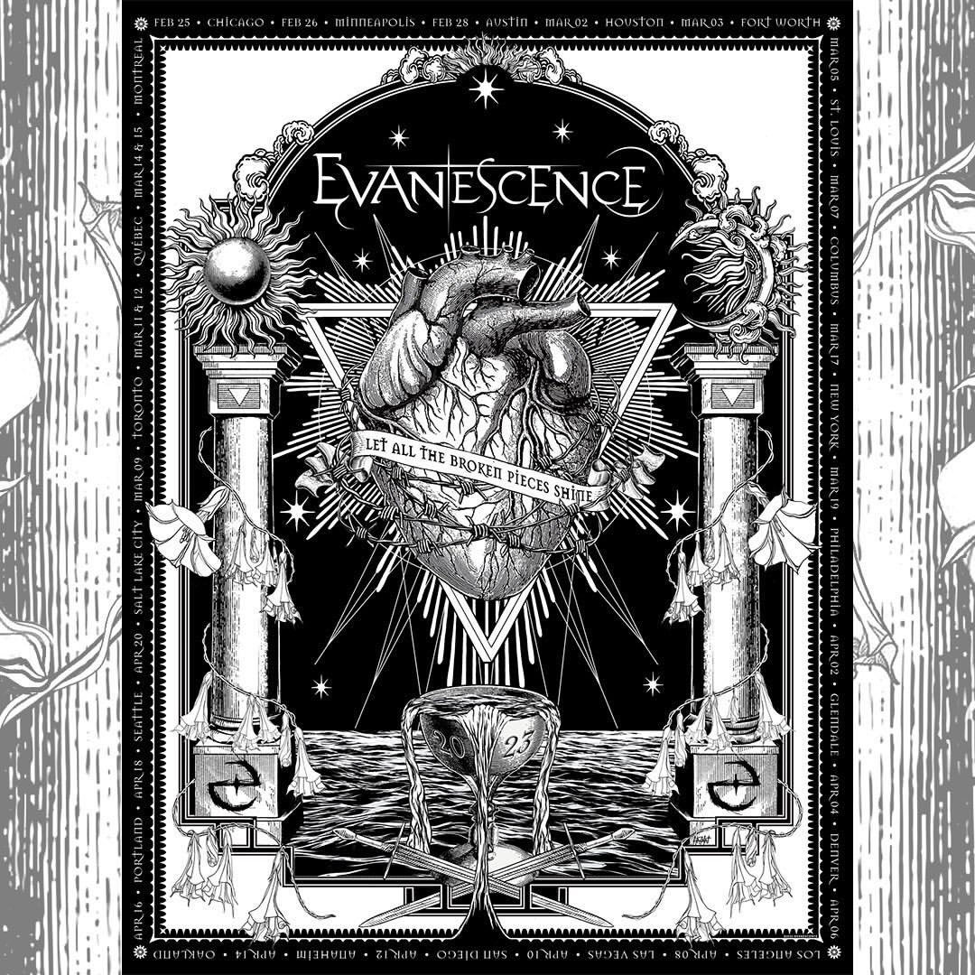 EvaWebsite's tweet photo. Are you ready for @evanescence tonight? 🔥🔥 Here’s the official tour print that @collectionzz produced for this tour! You can get your copy at the shows!
Art by artofhazmat
#evanescence #collectionzz #amylee #concertposter #tourposter https://t.co/MXMfzhrtR1