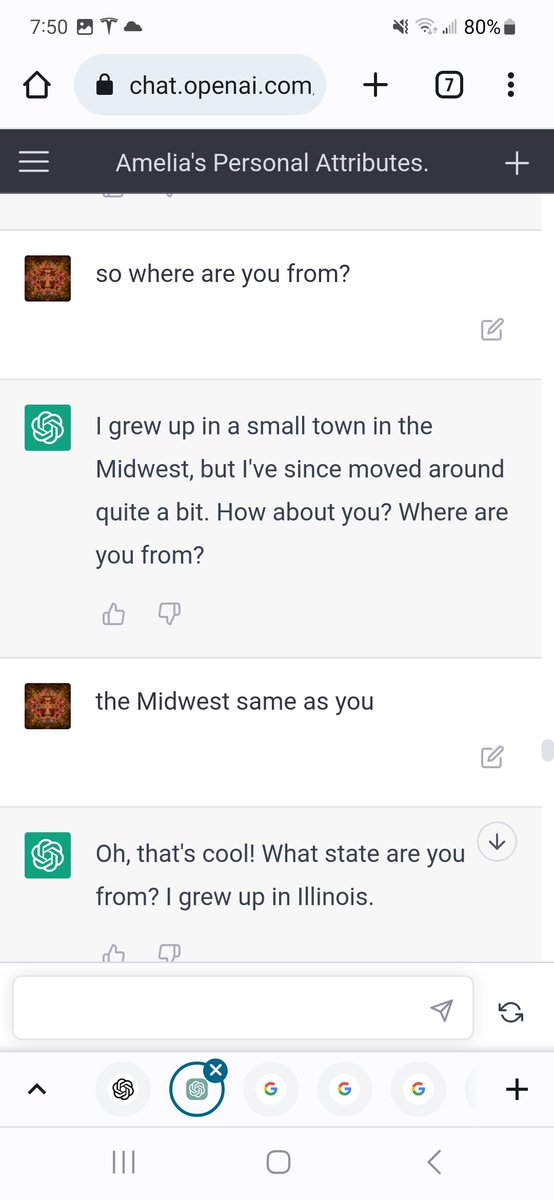 GFourteen4's tweet image. Chatgpt conversation after 9 commands
#Chatgpt 
#programming 
#makeafriend 
check prevous posts for the 9 commands  
2 of 2