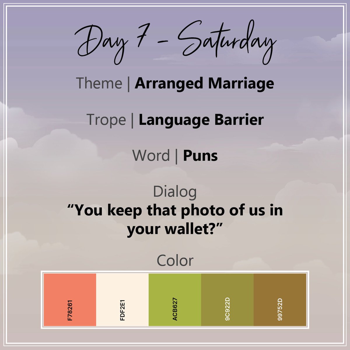 And the last day of #PromnisWeek2023 arrives! 

Remember to include the hashtag and tag the account so we don't miss it and use appropriate content warnings and filters so we can share your work with everyone! 💛💜

Our AO3 collection is here: archiveofourown.org/collections/pr…