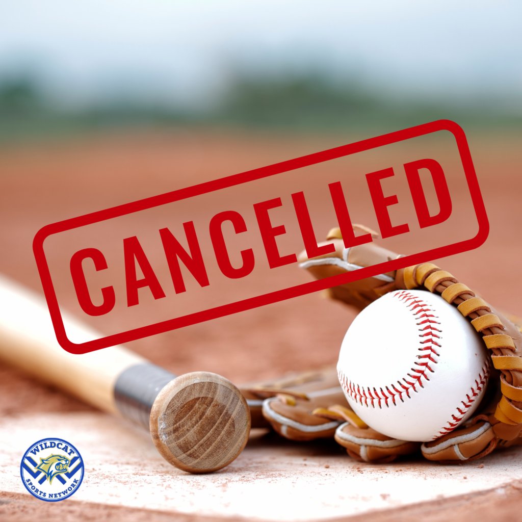 NOTICE: Today's baseball game has been cancelled due to poor weather conditions.