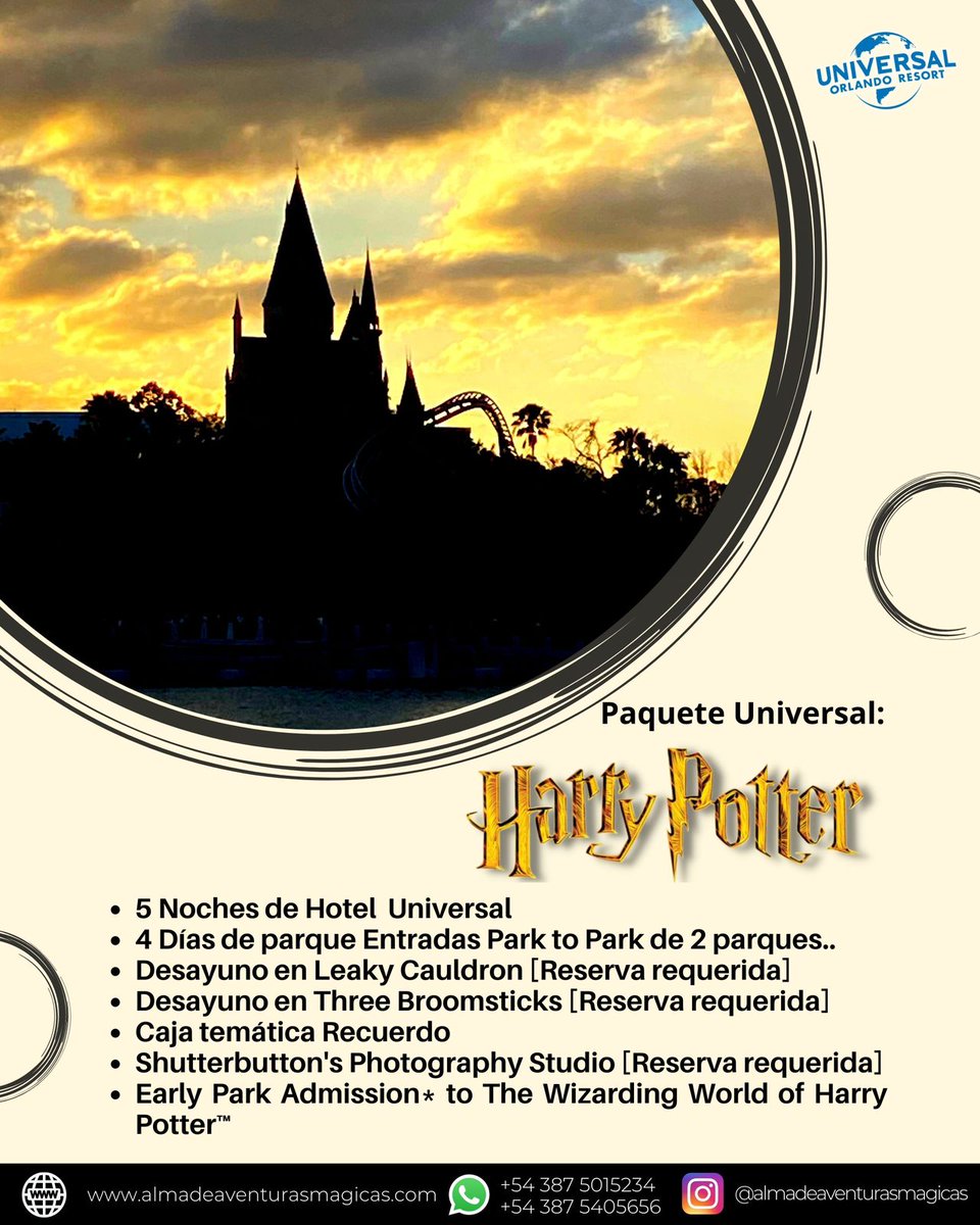 Vale_Viajera's tweet photo. Paquete Universal, especial HARRY POTTER ✔️ Increíble!!
Soy agente oficial de Disney y Universal, empecemos a planificar tu viaje mágico 😉
📱5493875405656

#HarryPotter #universalorlando #viajes #vacaciones #sueños https://t.co/FNF97lUaGr