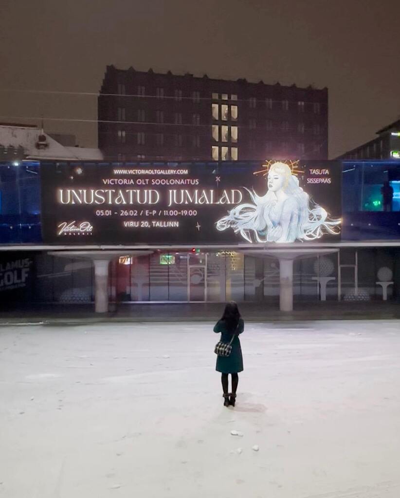 victoriaoltart's tweet photo. My solo exhibition “Lost Gods” is coming to a close tomorrow ✨
Thank you so much everyone that came to see it!!! It was so fulfilling to put it together for y’all.
In picture it’s the billboard we had on freedom square with me for scale!
Can’t wait t… https://t.co/BBf8Rp8H9F https://t.co/R99hfc5Px9