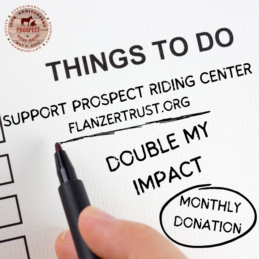 Make us your monthly local nonprofit of choice. You can DOUBLE YOUR IMPACT by donating at flanzertrust.org through their contribution matching program.  prospectridingcenter.com. #support #impact #socialgood #nonprofit #makemoresmiles