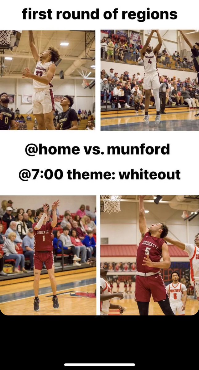 First round of Boys Region tonight at home VS. Munford at 7!!