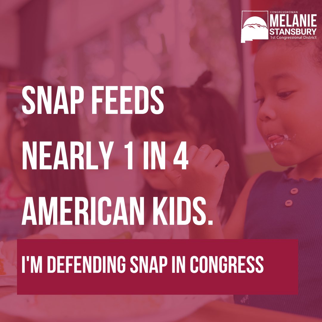 1 in 4 kids across New Mexico experience food insecurity. No child should ever go hungry – that's why in Congress, I’m fighting to address childhood hunger, expand school meal programs, and #DefendSNAP from extremist attacks. Our families and kids depend on these programs!