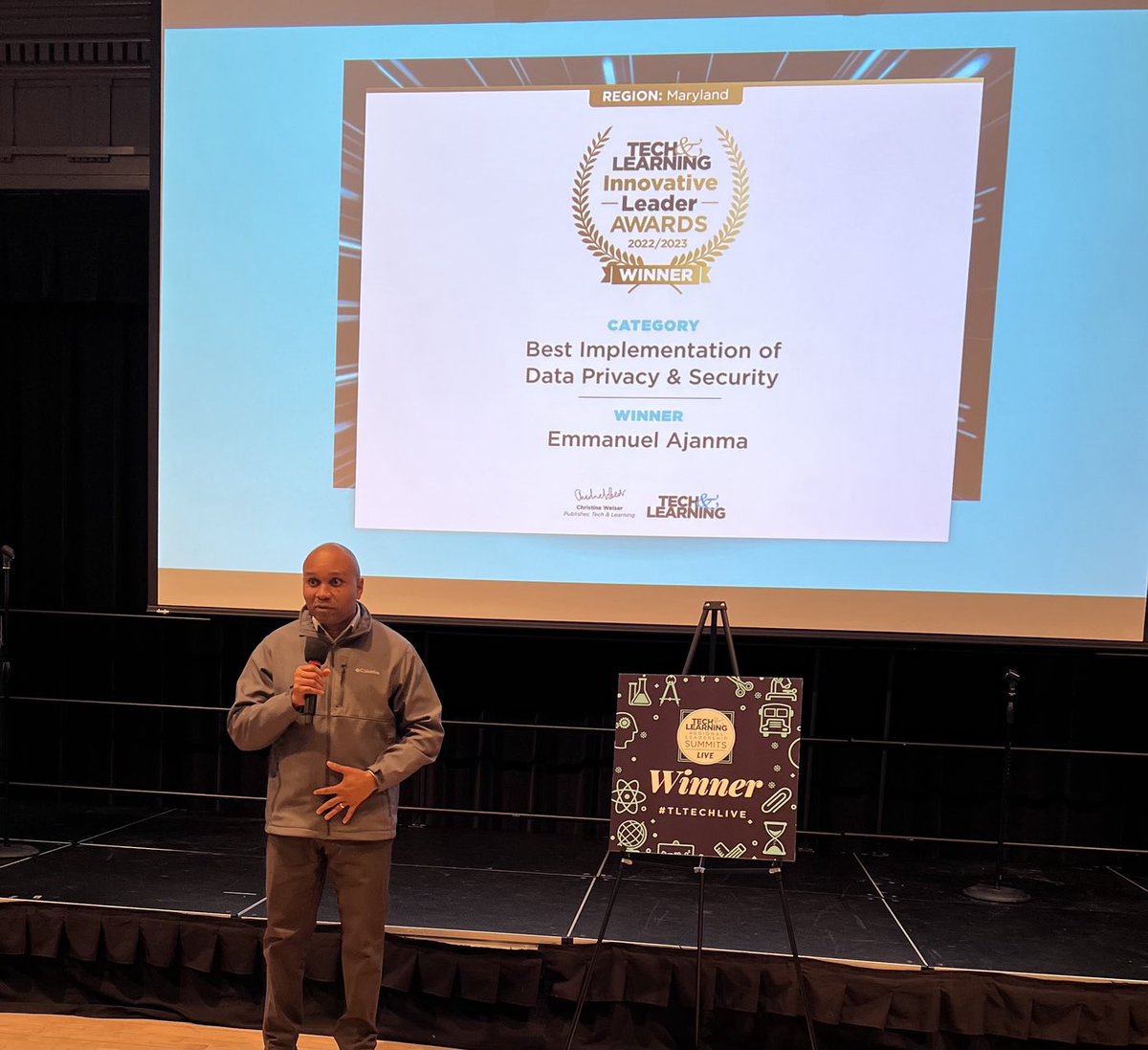 EAjanma's tweet image. I am very happy to receive the Tech and Learning Innovative Leader Award for Best Implementation of Data Privacy and Security #techandlearning