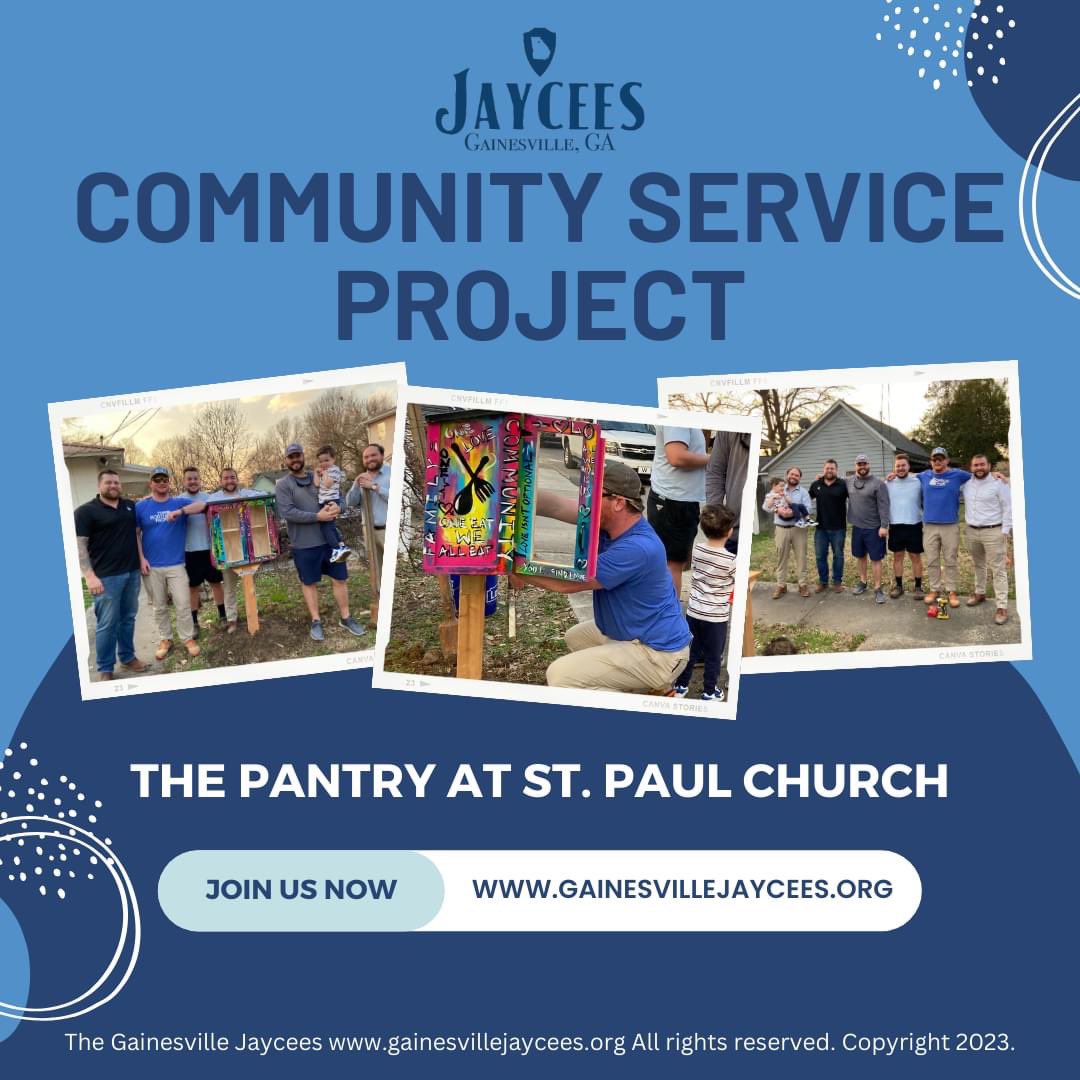 GainesvilleJC's tweet image. We were happy to help construct a food pantry at St. Paul United Methodist Church earlier this week. “Service to humanity is the best work of life!”