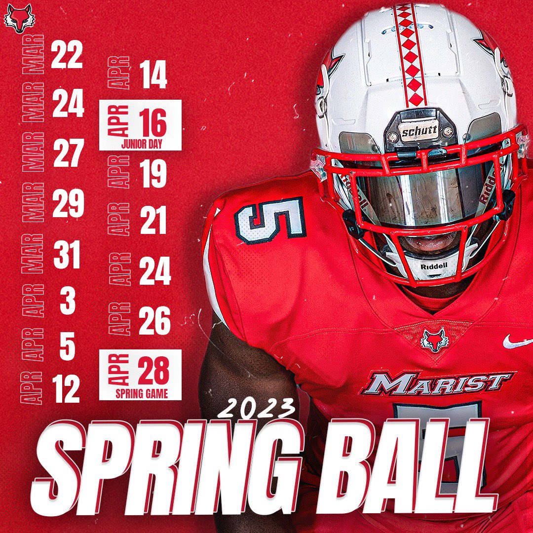 Marist_Fball's tweet photo. Spring ball loading… 🔋! Get your first glimpse at the 2023 Red Foxes! All weekday practices will be held from 8:30-10:30am #GoRedFoxes #DefendTheDen https://t.co/Zauu7Olf3c