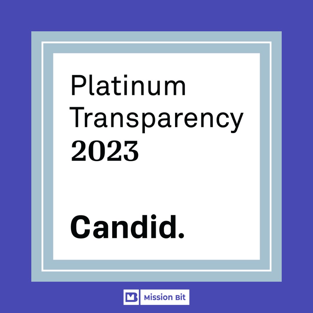 Mission Bit is proud to announce that we have earned the Guidestar 2023 Platinum Seal of Transparency 🎉 . This rating puts Mission Bit in the top 0.1% of charities nationally in terms of transparency.