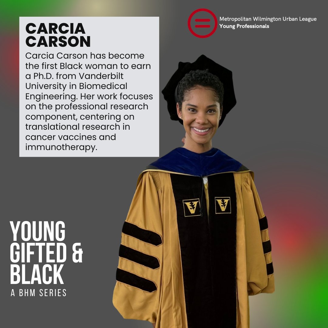 MWULYP's tweet photo. Carcia Carson has become the first Black woman to earn a Ph.D. from Vanderbilt University in Biomedical Engineering. 

#WeLoveToSeeIt #YGB #YoungGiftedandBlack #BlackHistoryMonth https://t.co/K3IBeavKwF