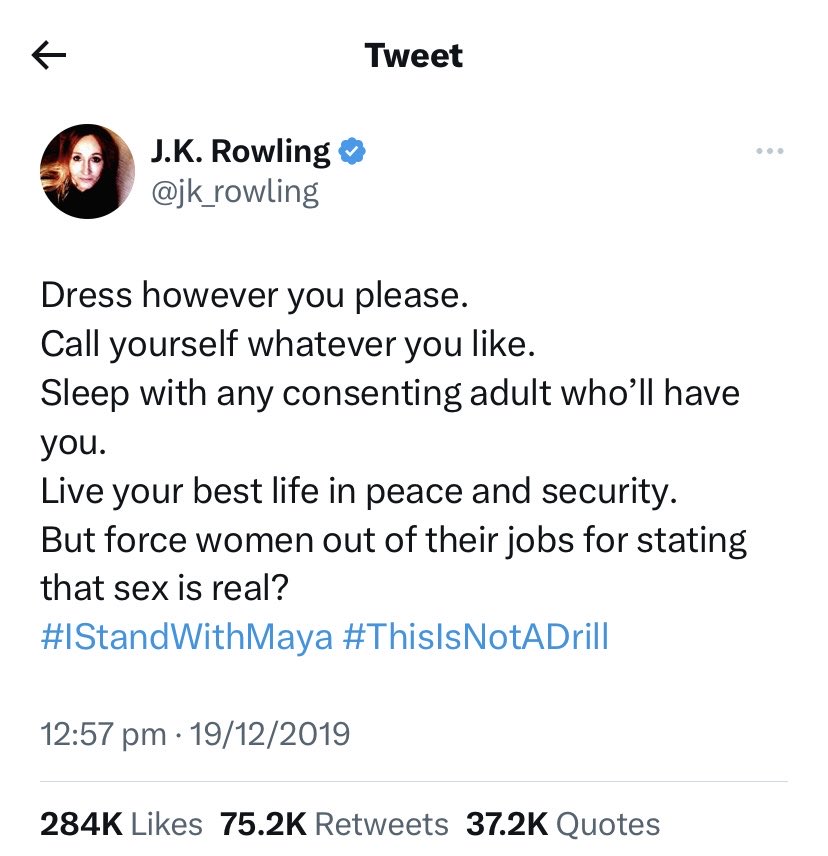 There was nothing ‘hateful’ about this Tweet back in December, 2019…. And, there’s still nothing ‘hateful’ about it today. #IStandWithJKRowling #IStandWithMaya