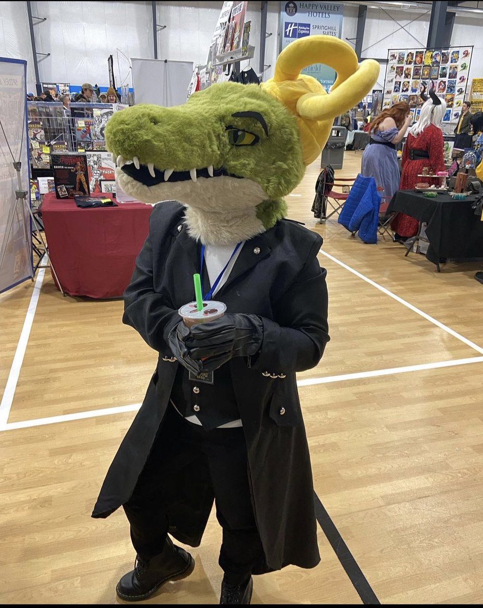 GaytorKay's tweet photo. The boba tea vendor got my photo with my bubble tea 🧋🐊 #alligatorloki #happyvalleycomiccon #hvc3 https://t.co/y7Ao2bQiYi