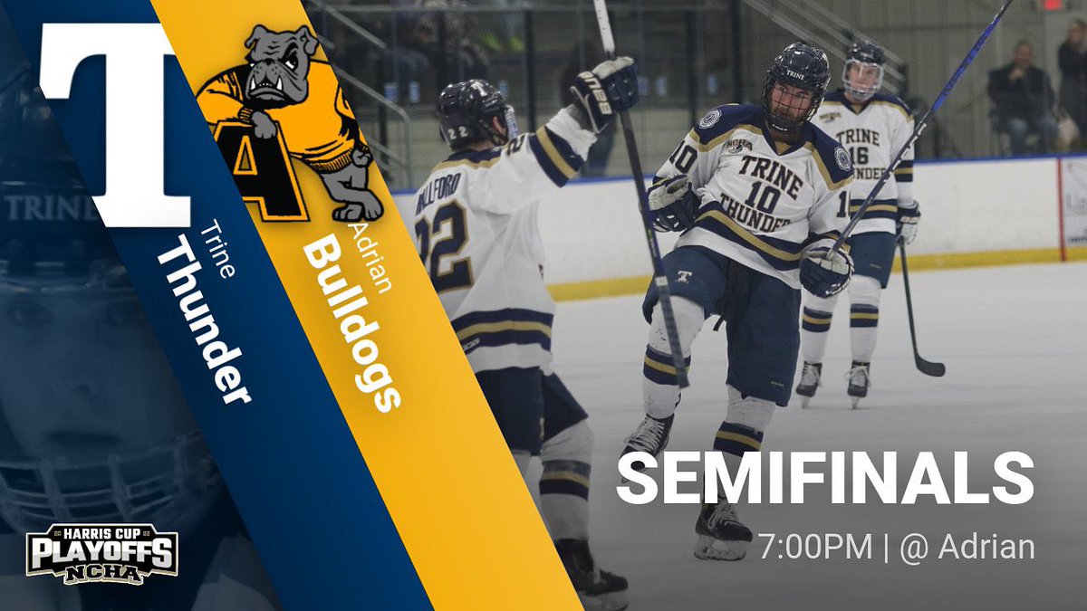 TrineAthletics's tweet photo. Harris Cup Semifinals tonight at 7:00PM🏒⚡️ #GoThunder #TrineNation https://t.co/dgQBttOPkj