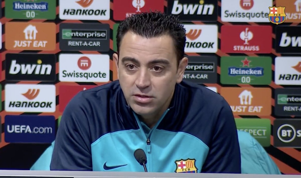 Xavi: 'Dembélé? He is fine, yesterday he trained well. He looks fine, but is not 100% ready yet. He's about to be back with the team, but it depends on his recovery. We trust his instincts, he's fine and that's important.'
