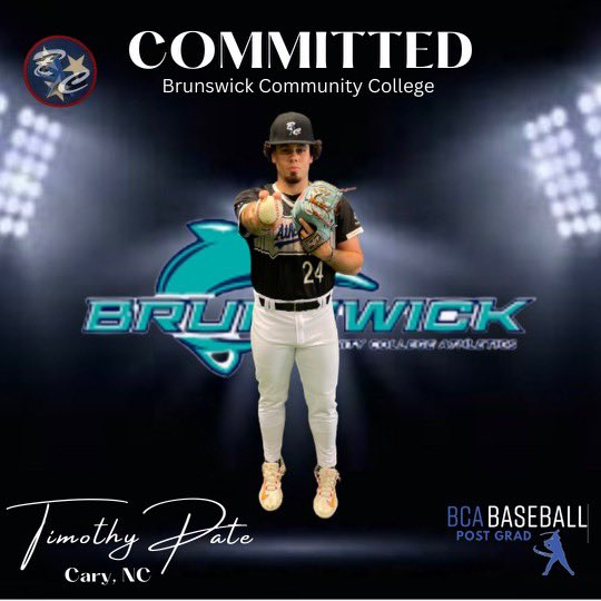 ‼️COMMITTED‼️

🎉Congrats to <a href="/BCApostgrad/">BCA POST GRAD</a> 
P Timothy Pate  (Cary, NC) on his commitment to Brunswick CC as a Student/Athlete at the next Level!

We are very happy and proud for you Tim 👊 

#BCAPROUD🔥#nextstep 🏴‍☠️