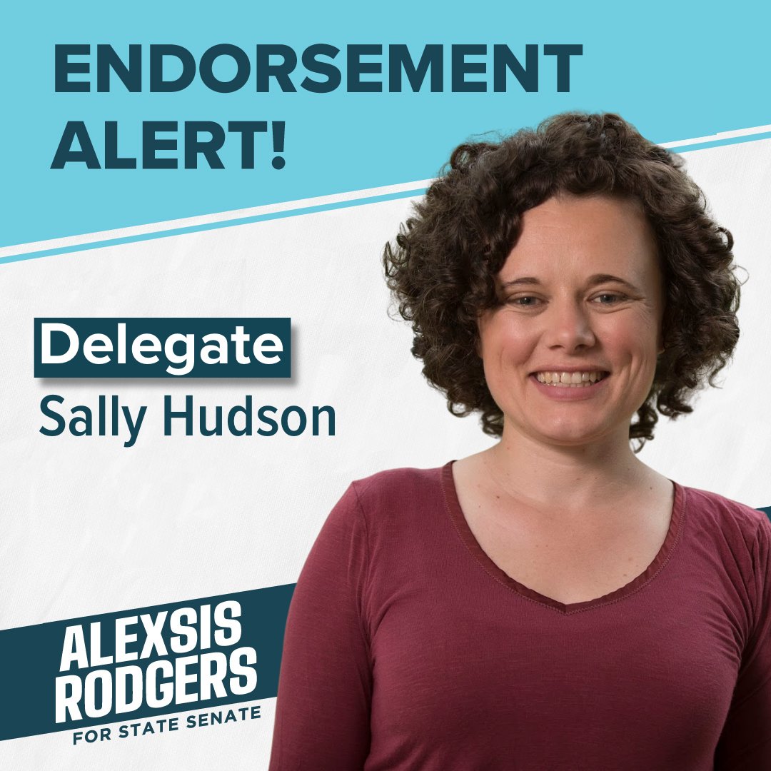 📢 The endorsements are still rolling in! Thank you @SallyLHudson for your endorsement. Delegate Hudson is a progressive champion in the General Assembly and I'm honored to have received an endorsement from her. #TeamAlexsis