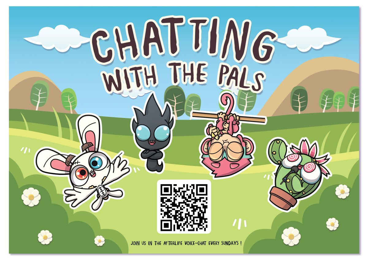 Same Discord Stage this Sunday, 1800 UTC!
Come vibe, chill and ask us anything!

This week we will be covering the progress thus far with Afterlife Pals 🫰💕

discord.gg/CyBCkWWY9p