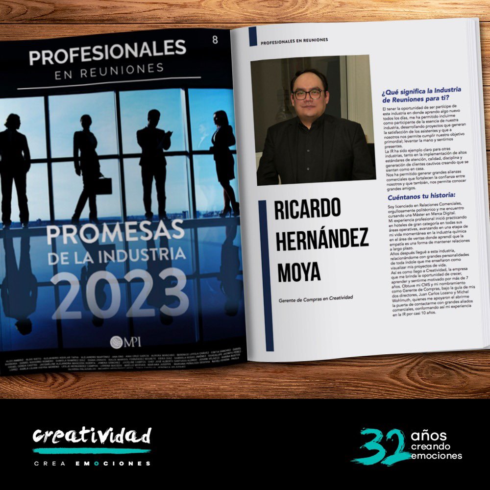 creatividadMX's tweet photo. Estamos muy orgullosos de nuestros colaborador @RicardoHernández, quien fue reconocidos# en la octava edición de Profesionales en Reuniones de @MPI_Mexico como Promesa de Industria 2023. 

Gracias Ricardo por tu entrega y pasión por @CrearEmociones. 

https://t.co/Wlc4E1zl2A https://t.co/fkHwTcaG4l
