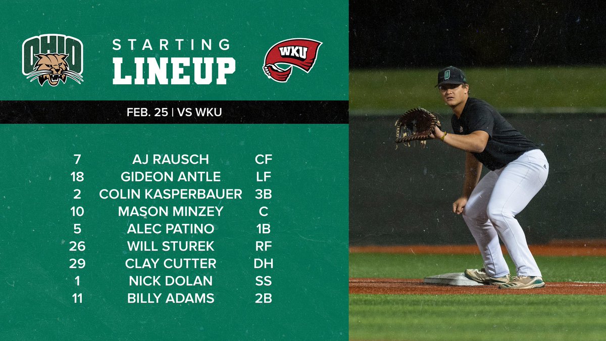Ohio_Baseball's tweet photo. Here is OUr starting line up! 😼 https://t.co/yom6Qj72Pj