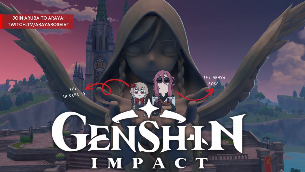 ArayaRosei's tweet photo. What the what?! A great catastrophe arrives in Teyvat!
-- And it's Spiderlily and Araya Rosei.
Join us later at 3PM PH Time (GMT+8)/ 2AM EST at #ArubaitoAraya!
#Vtuber #Genshin #PHVtuber #ENVtuber https://t.co/0MhqCfCDMo