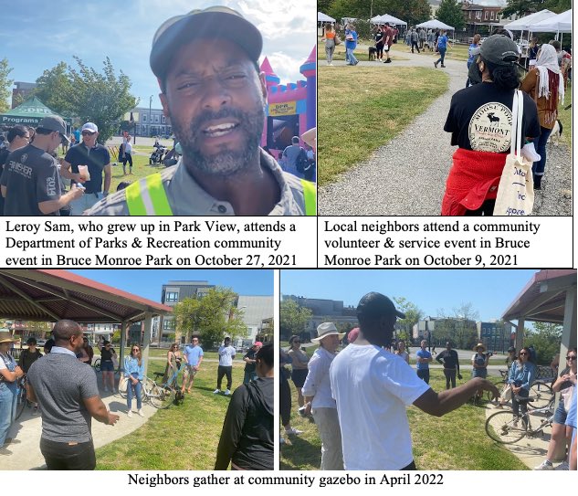 A reminder that the Bruce Monroe Community Park is indeed a centerpiece of the local community.