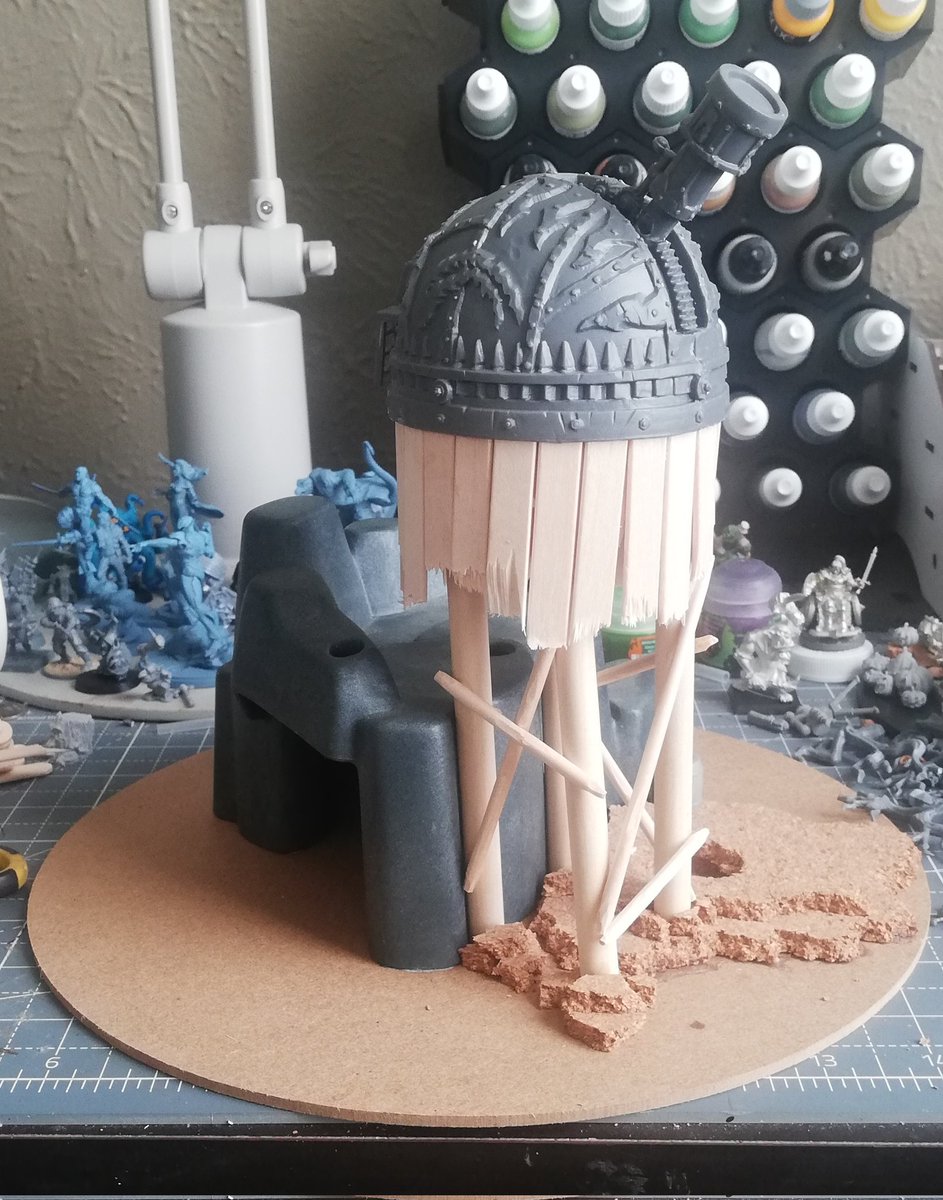CaleyDollmont's tweet photo. Got back into AoS with the Gloomspite Gitz.  Loonshrine out of stock?  Time for a scratch build!  Playmobil cave, Warscryer Citadel part and a bunch of sticks and bitz.  WiP #warhammercommunity #ageofsigmar #gloomspitegitz https://t.co/1PwLlHIYR6