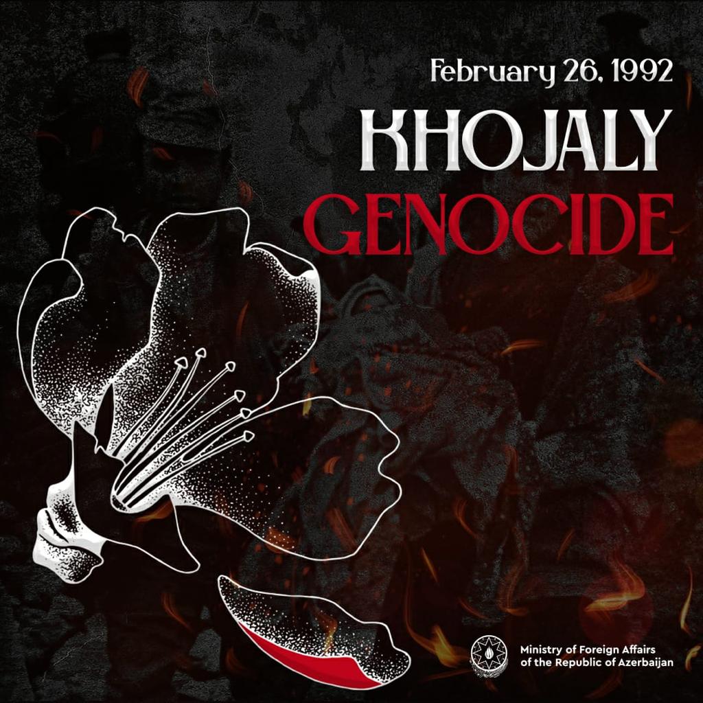 31 years pass since horrible genocide against 🇦🇿is in #Khojaly. We remember w/deep sorrow the victims of #KhojalyGenocide, who were subjected to policy and action of mass murder, hatred &amp; racial discrimination of 🇦🇲. We believe one day justice will prevail, #JusticeForKhojaly