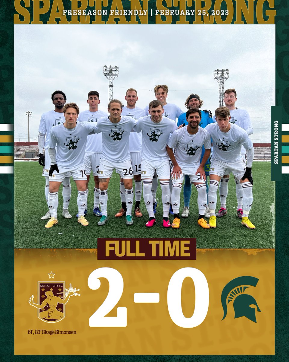 DetroitCityFC's tweet photo. During today's friendly against @MSU_MSoccer, our men's team wore special shirts to show that our community is #SpartanStrong 💚🤍

We will be auctioning off these shirts to support the Spartan Strong fund. Place your bids at:
https://t.co/QkXdGGezCW https://t.co/GFwCVdhpAG