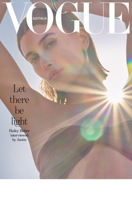 biebernovidade's tweet photo. 🚨MEU DEUS! Hailey Bieber é capa da "Vogue Austrália" e quem entrevistou ela foi o próprio Justin Bieber. https://t.co/qQVZBDJjYg