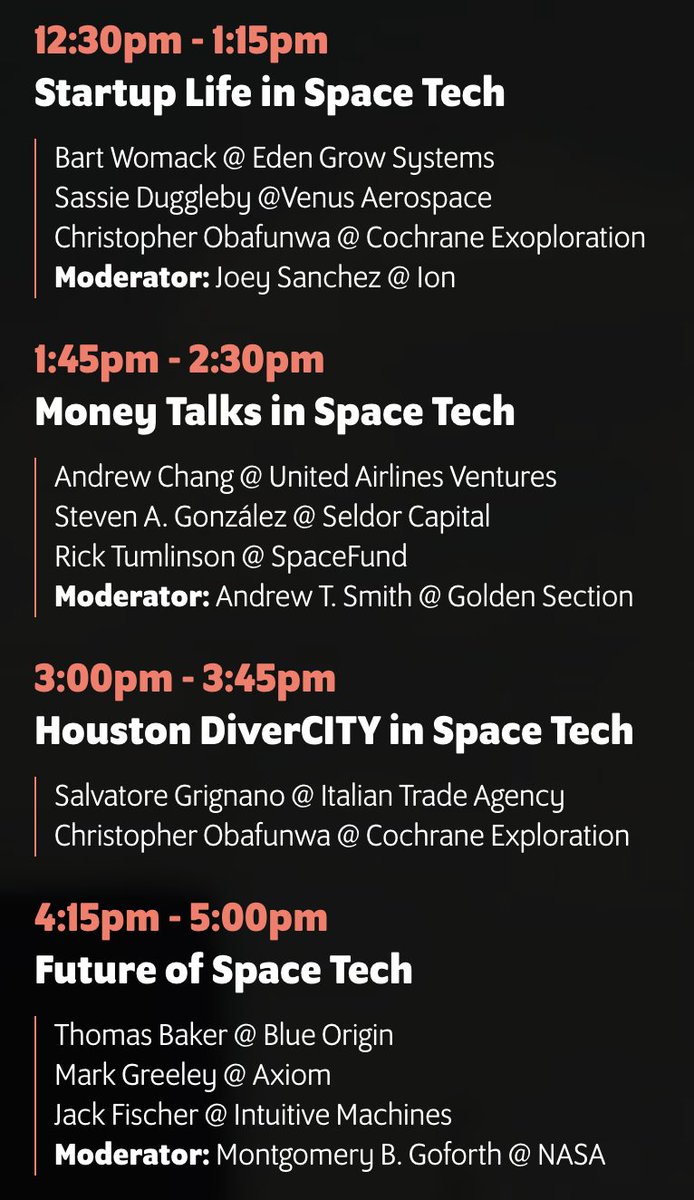 HouEX's tweet photo. Our Monday panels are going to be out of this world. Literally. Some of them are astronauts. #techrodeo https://t.co/bKdigAj2dl