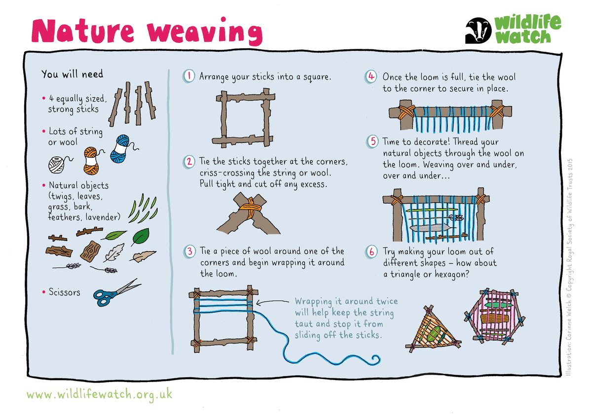WildlifeTrusts's tweet photo. Looking for a creative activity for the weekend? Have a go at nature weaving! 👇 https://t.co/FzHS8vdohR https://t.co/M2XoL8iqFK