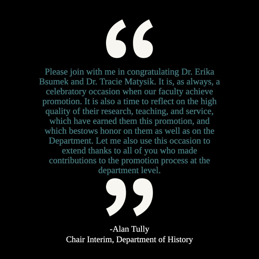 UT_HistDept's tweet photo. Congratulations to Dr. Erika Marie Bsumek @ErikaBsumek (https://t.co/O08fWPNQDk) &amp; to Dr. Tracie Matysik @traciematysik (https://t.co/37UWj8Djvg) on being promoted to Full Professor!

@utaustinihs
@NotEvenPast 
@UtNais
@Germanic_Utexas
@liberalartsut
@utaustin
@UTexasResearch https://t.co/Vxj8jl9T2E