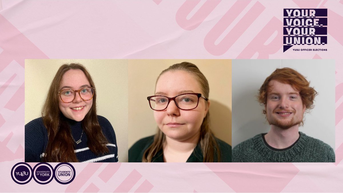 yorkunisu's tweet photo. We’re delighted to announce that Hannah Carley, Hannah Nimmo and Peter Hopwood are your new NUS Delegates! Congrats all. #YUSUElections2023 https://t.co/bNmfAgWZME